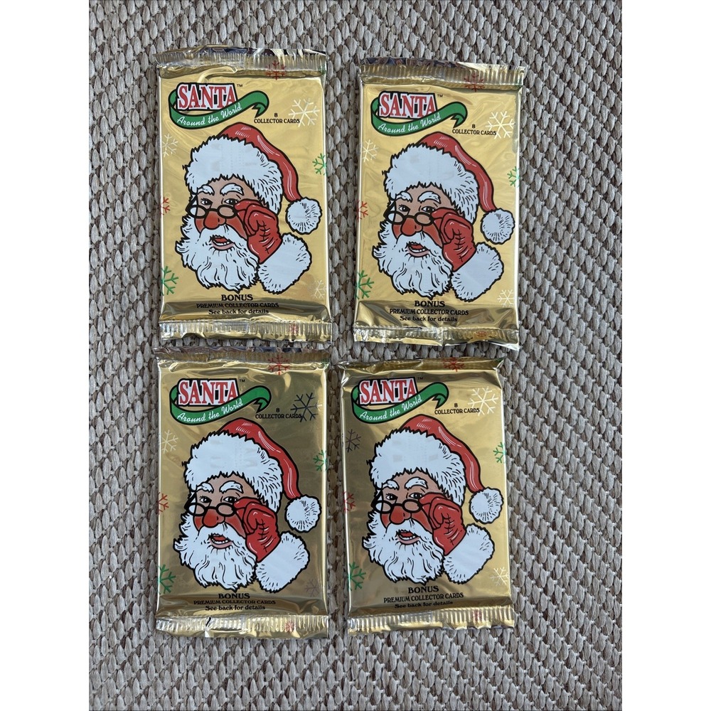 Santa Around the World Trading Cards. 4 PACKS (8 Cards in a pack)